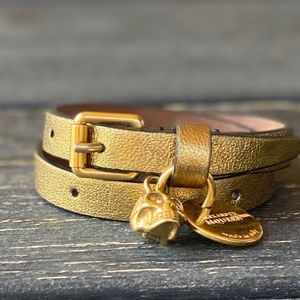 Alexander McQueen Wrapped Skull Bracelet Gold